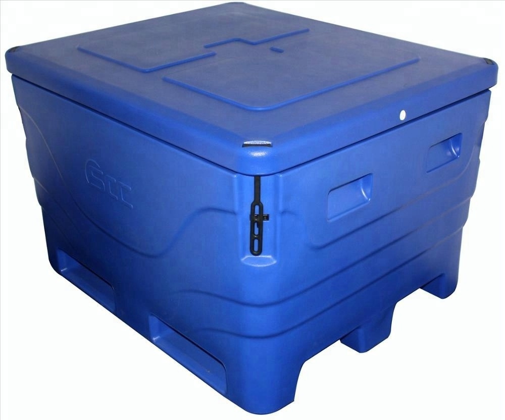 plastic mobile container for fish store bin fish tubs fish case large cooler