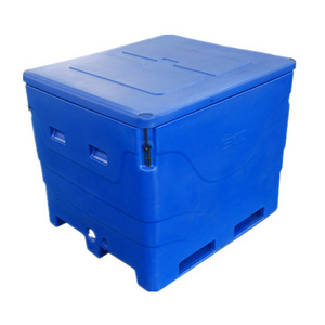 plastic mobile container for fish store bin fish tubs fish case large cooler