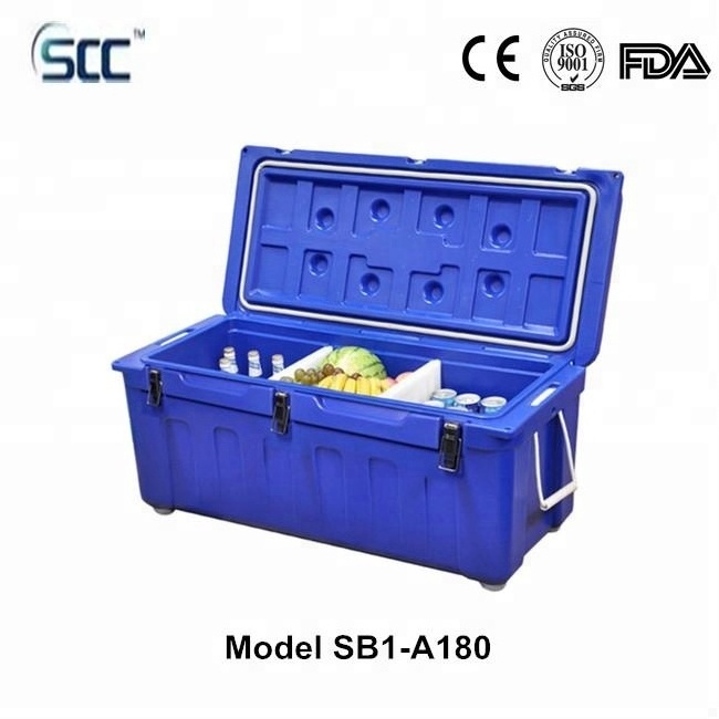 180L Rotomolded Plastic ice cooler box for fishing and boating