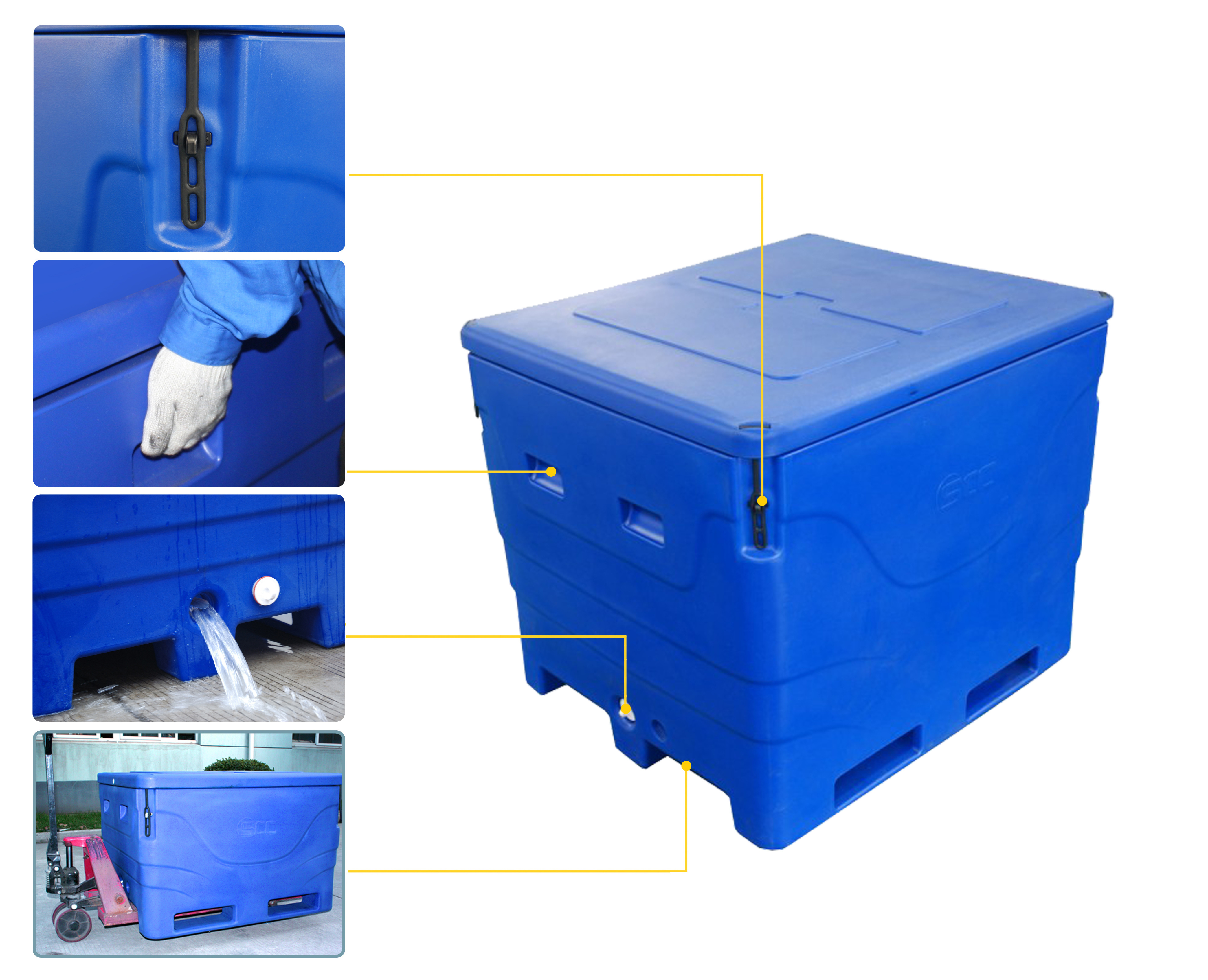 1000l large plastic frozen fish carriyng insulated cooler ice box