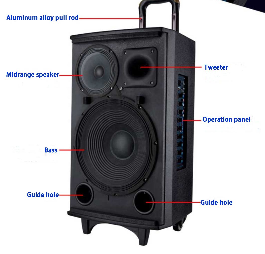 12 inch Portable active mobile speaker  USB  and rechargeable battery trolley speaker