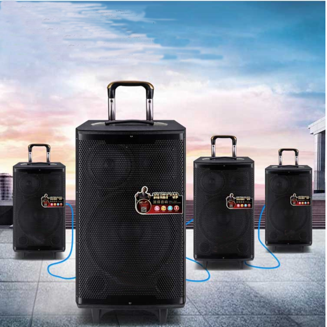 12 inch Portable active mobile speaker  USB  and rechargeable battery trolley speaker