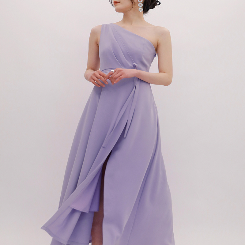 Custom Elegant Ladies Women One Shoulder Split Evening Prom Long Dress Plus Size Slik Satin  Maxi Party Dress Bridesmaid Dresses