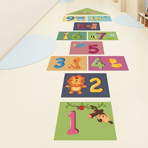 Custom hopscotch Numerals Floor Stickers for Kids Room Boy Play Room Wall Decals Game PVC Stickers Decor