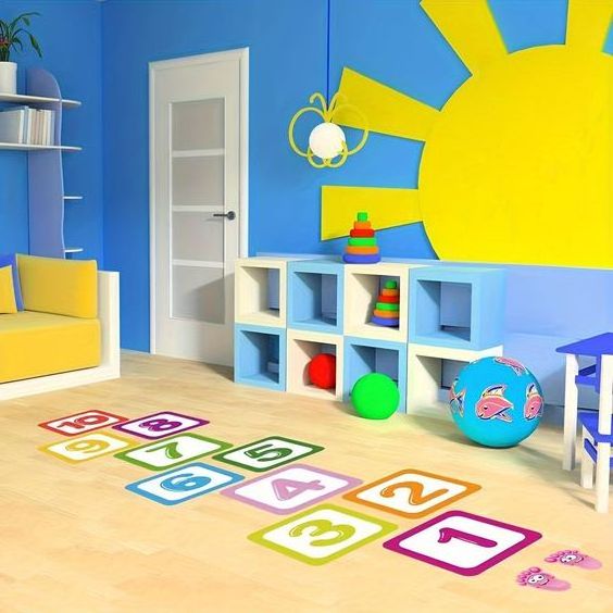 Custom hopscotch Numerals Floor Stickers for Kids Room Boy Play Room Wall Decals Game PVC Stickers Decor