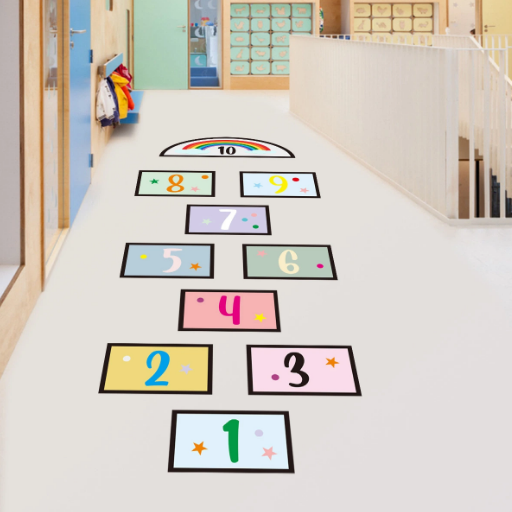 Hot Selling 3d Floor Decals Motivational Hopscotch Game Stickers School Kindergarten Kids Bedroom Nursery Floor Stickers