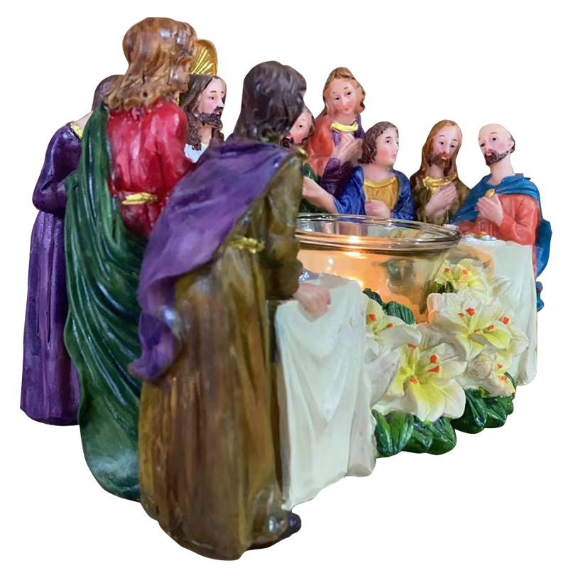 European style retro jesus candle holder resin craft statue ornaments home scented candle decoration