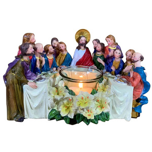 European style retro jesus candle holder resin craft statue ornaments home scented candle decoration