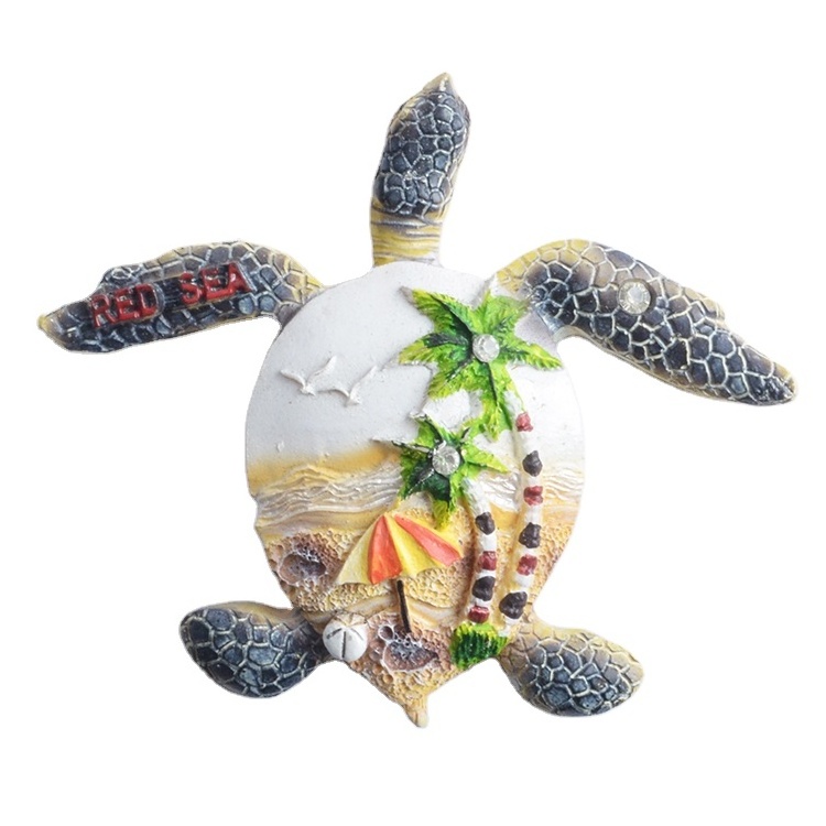 Custom Tourist Souvenir Refrigerator Sticker Magnetic For Holiday Gifts Ocean Beach Turtle shaped 3D Resin Fridge Magnets