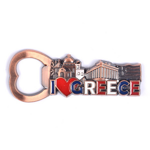 Custom Greece City Tourism Souvenir Magnet Metal Bottle Opener Fridge Magnet