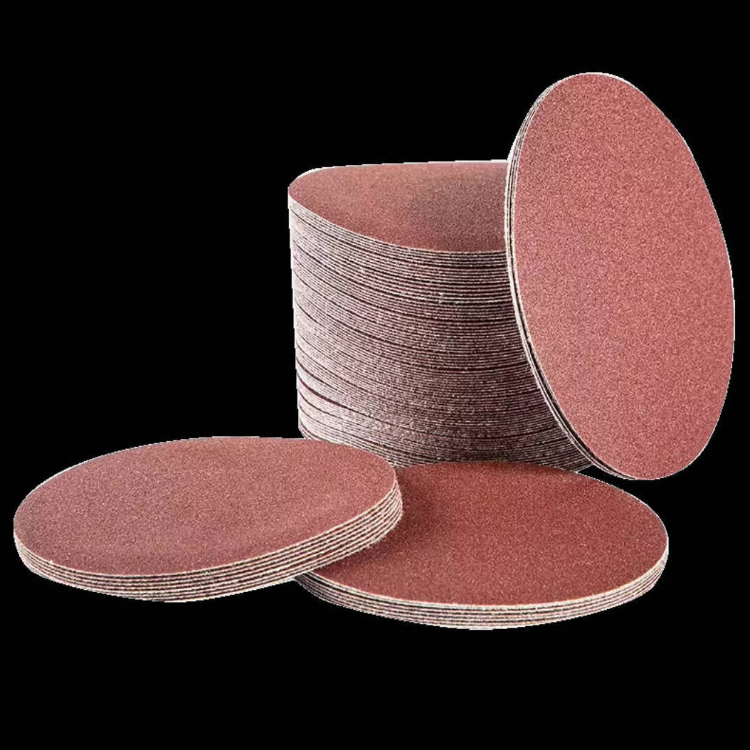 Red Aluminum Oxide sandpaper 3/4/5/6 inch no holes Round sanding disc P40-P1000 grits hook and loop for polishing wood and metal