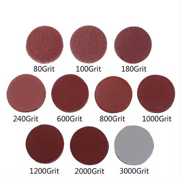 Red Aluminum Oxide sandpaper 3/4/5/6 inch no holes Round sanding disc P40-P1000 grits hook and loop for polishing wood and metal