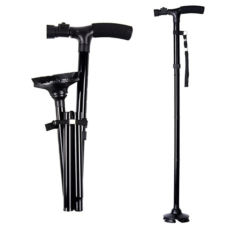 Elderly walking aids  adjustable Folding telescopic walking cane  crutches for assisted walking