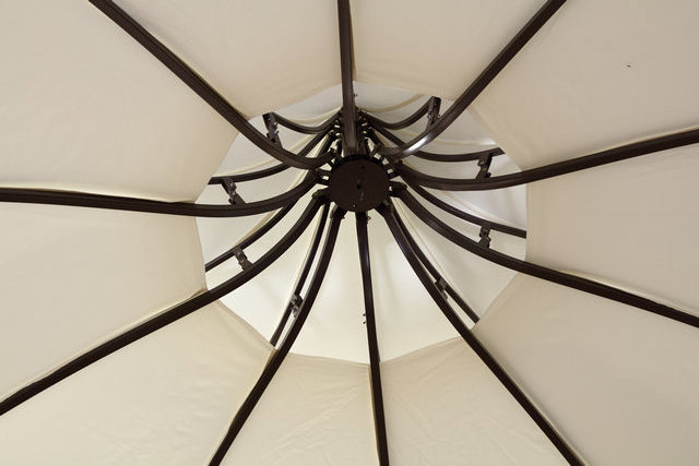 Iron Beige Pavilion Garden Round Shape Gazebo