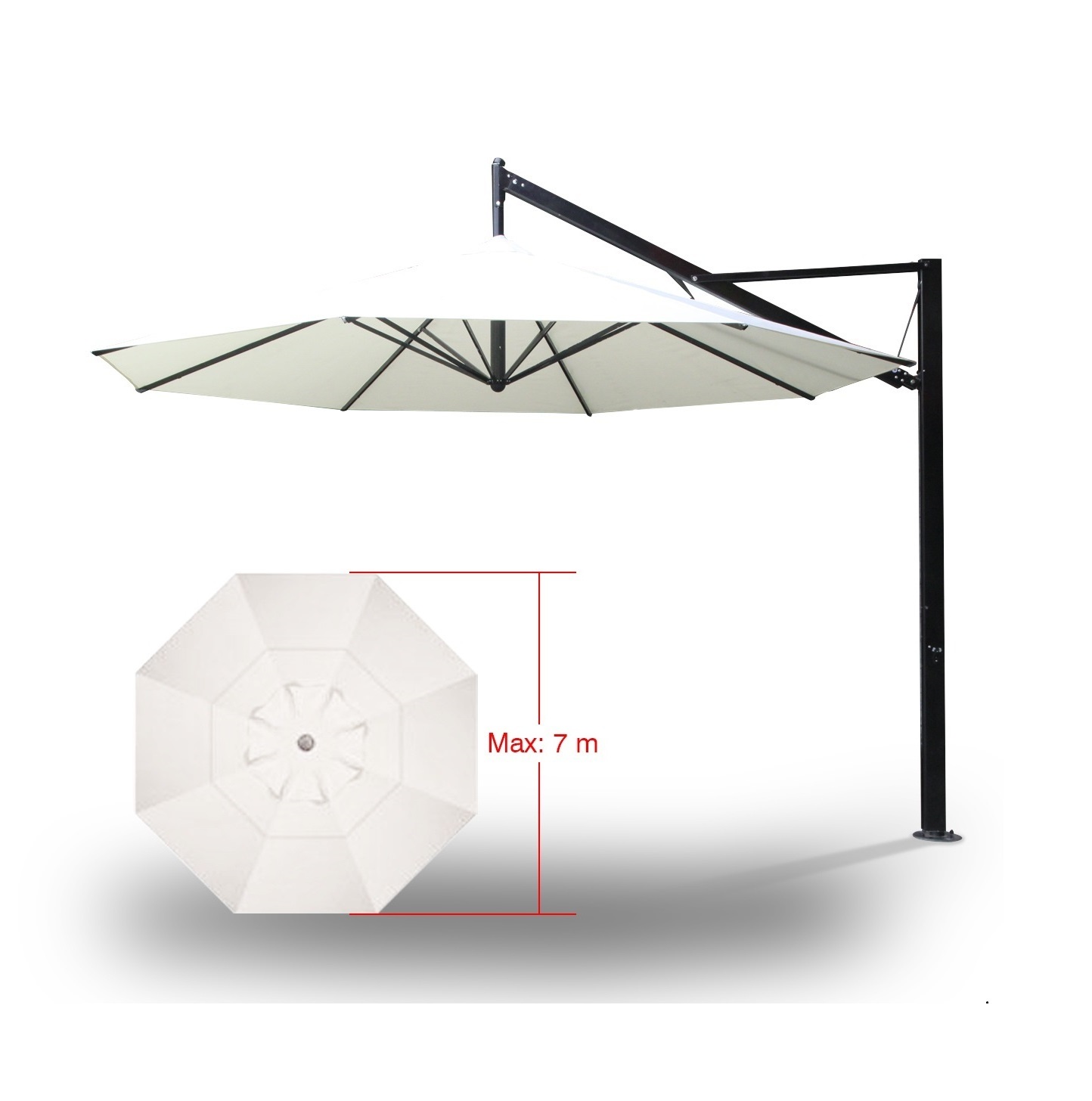 Outside 4-Layer Protection 4M Round Outdoor Large Sun Beach Cantilever Umbrella For Restaurant Table