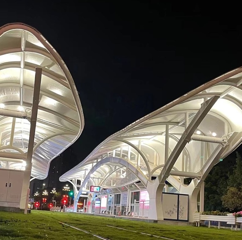 Architectural Umbrella PVDF PTFE ETFE Fabric Tensile Membrane Structure Canopy