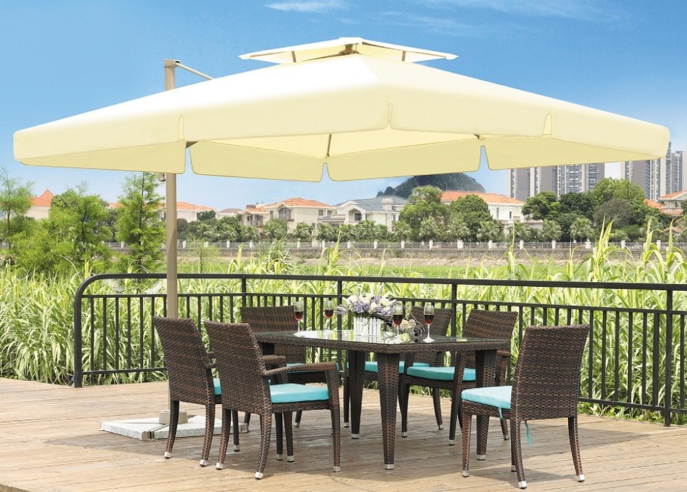 3x3 Multiposition Restaurant And Cafe Side Post Outdoor Roman Umbrella large metal parasol stand