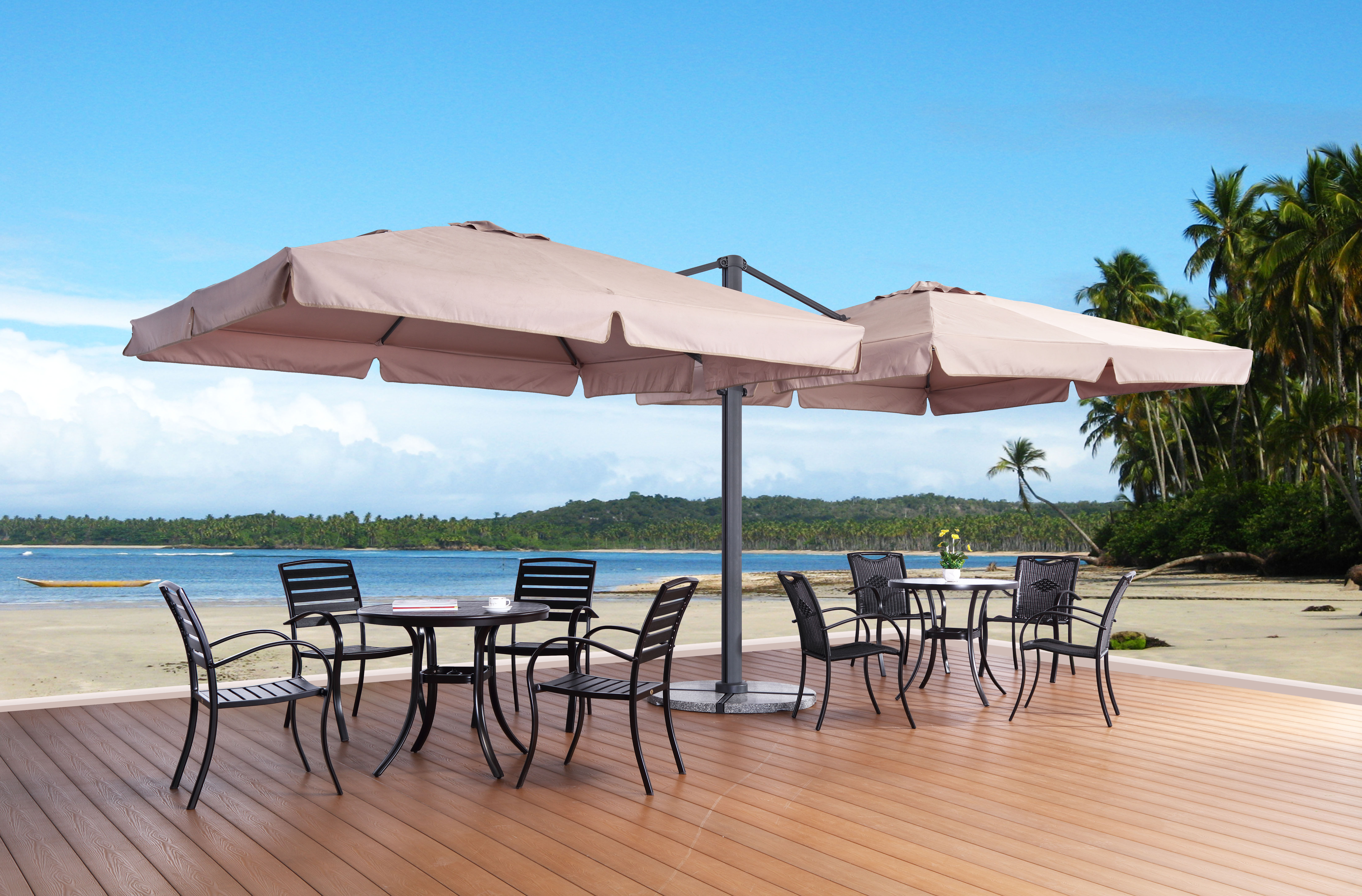 Outdoor Garden Leisure Coffee Shop Used Automatic Hanging Cantilever Parasol Patio umbrella