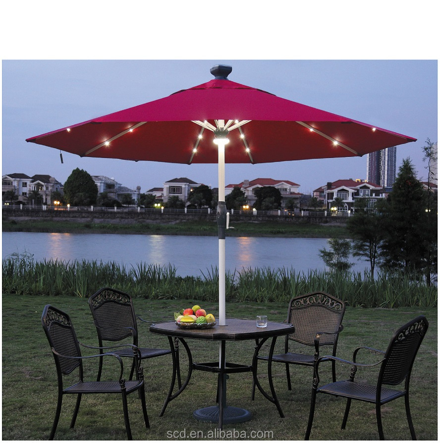 Outdoor Solar LED Light Remote Control Patio Umbrella