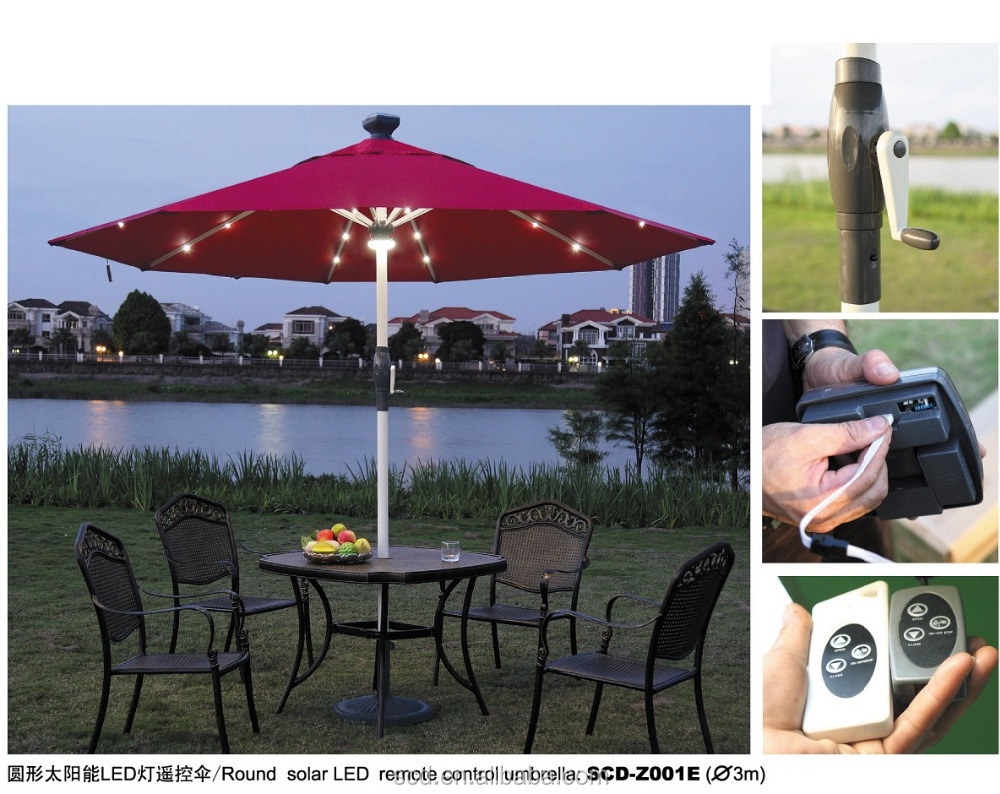 Outdoor Solar LED Light Remote Control Patio Umbrella