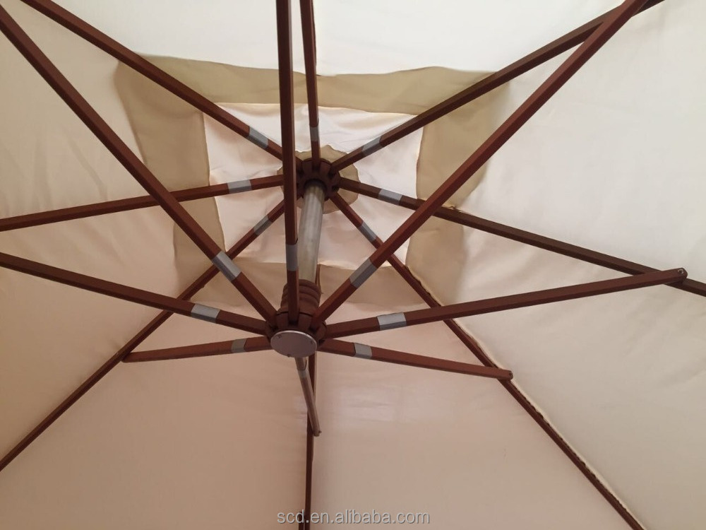 Large Square Shape Wooden Parasol Hanging Outdoor Umbrella