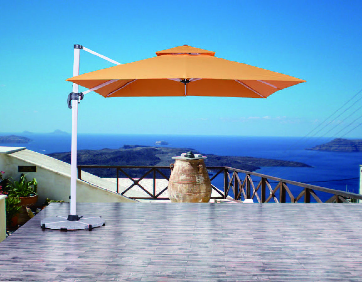 2.5 x 2.5m 3x3m Patio Offset Parasol Umbrella Cantilever Hanging Sun Shade Canopy Shelter 360 Rotation with Cross Base