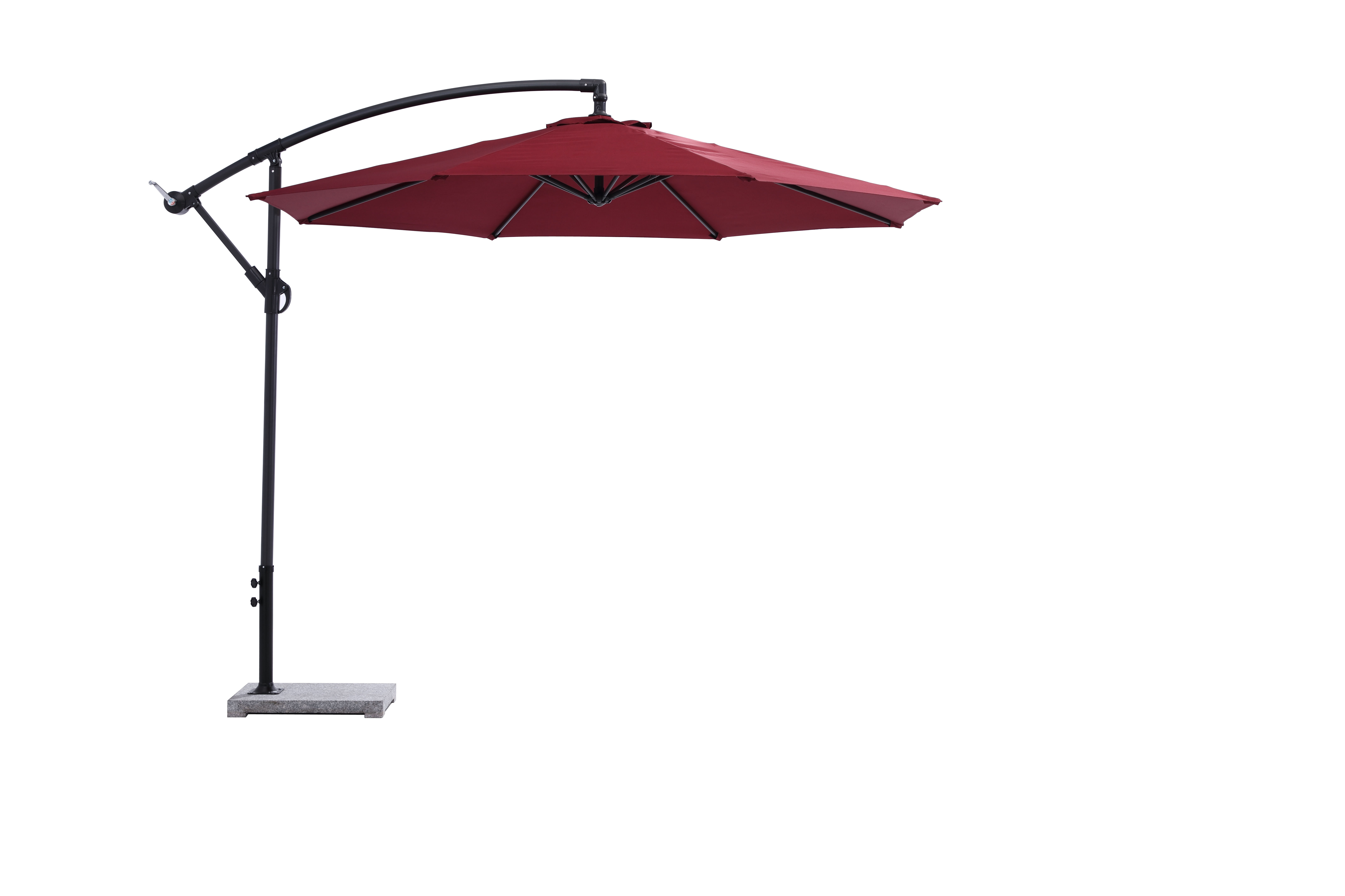 3m Black Cantilevered Garden Parasol Large Hanging Banana Umbrella with Crank Mechanism