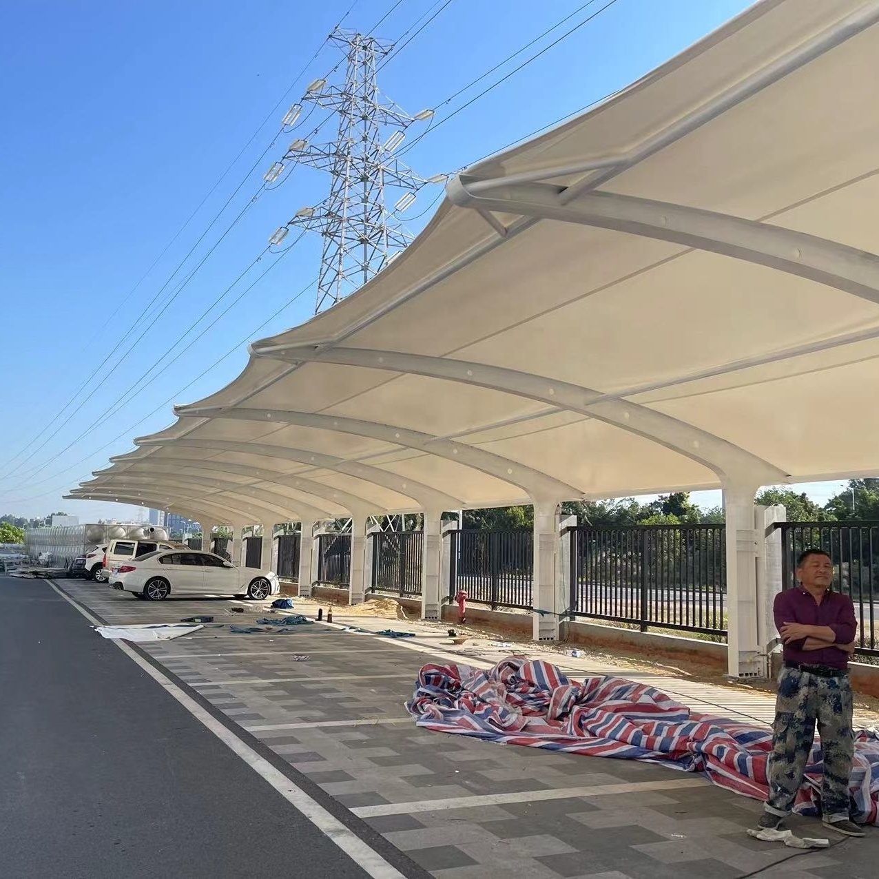 tensile structure membrane tent Car shelter parking large canopy high-designed membrane canopy