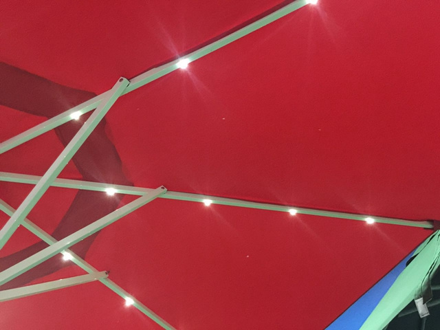 Outdoor used motorized solar LED umbrella