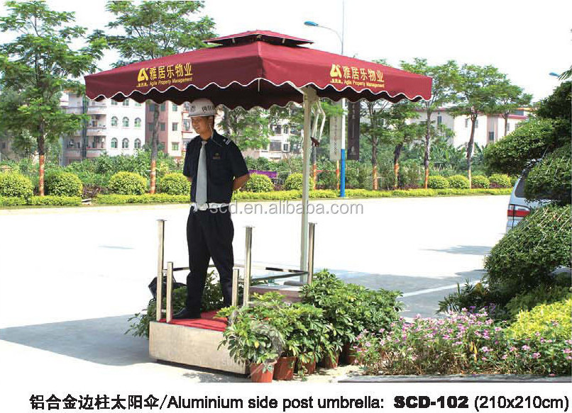 Side post sunshade square umbrella,cheap aluminum outdoor patio parasol