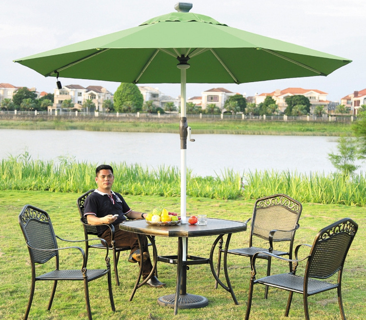 Outdoor used motorized solar LED umbrella