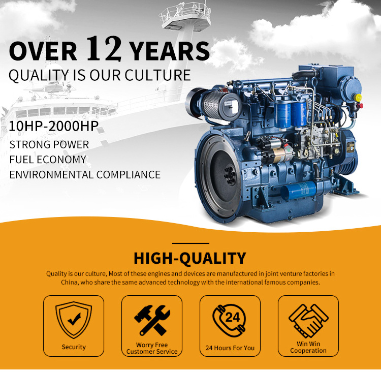 Factory Direct Sale in line 6 cylinder 4 stroke water cooled marine diesel engine boat engine for marine use