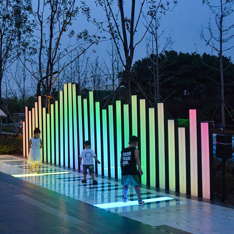 Commercial Large LED Piano Sensing Floor Tile Interactive Red Foot Stair Step Light Outdoor Amusement Interactive Ground Network