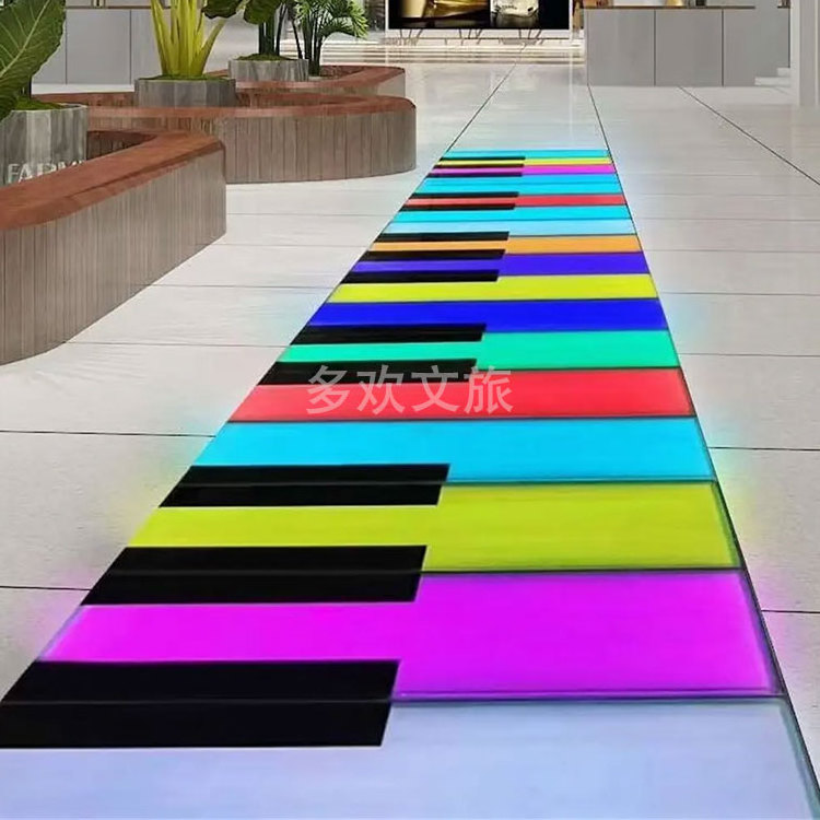 LED Piano Sensing Floor Tile Interactive Ground Network Stair Step Light Red Foot Floor Piano for Outdoor Amusement Equipment