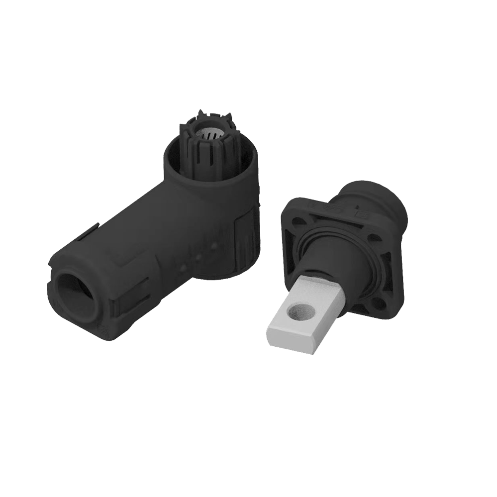 Amphenol Black Color Right Angle 1 Pin 200A Ip67 Dc Cable Plug And Busbar Power Socket Energy storage connector