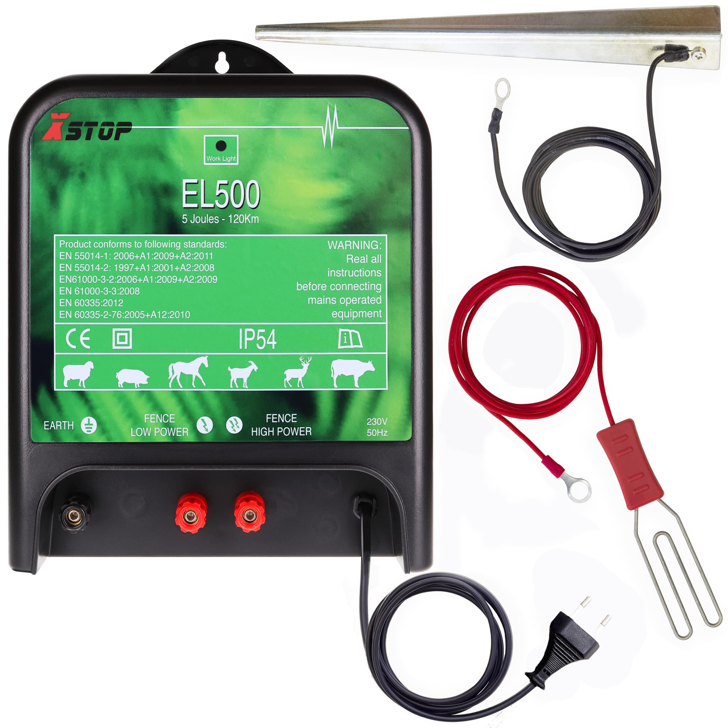 230v Mains Powered Weatherproof Electric Fence Energizer 5 Joule High Output 120Km Range for Strip Grazing Horses Cattle