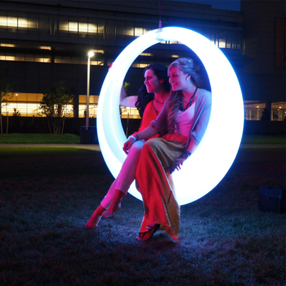 Waterproof Light-Up Hanging Swing Seat Lighting Show Large Plastic Circular Ring Led Swing Chair With 16 Colors Change LED Light