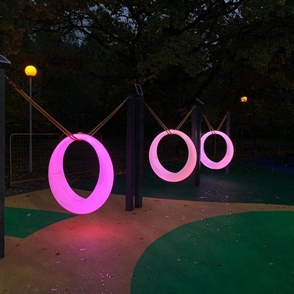 Waterproof Light-Up Hanging Swing Seat Lighting Show Large Plastic Circular Ring Led Swing Chair With 16 Colors Change LED Light