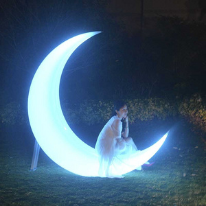 Outdoor Colorful Decoration Indoor Led Furniture Festival Celebration Event Crescent Moon Shaped Plastic Hanging Led Swing Chair