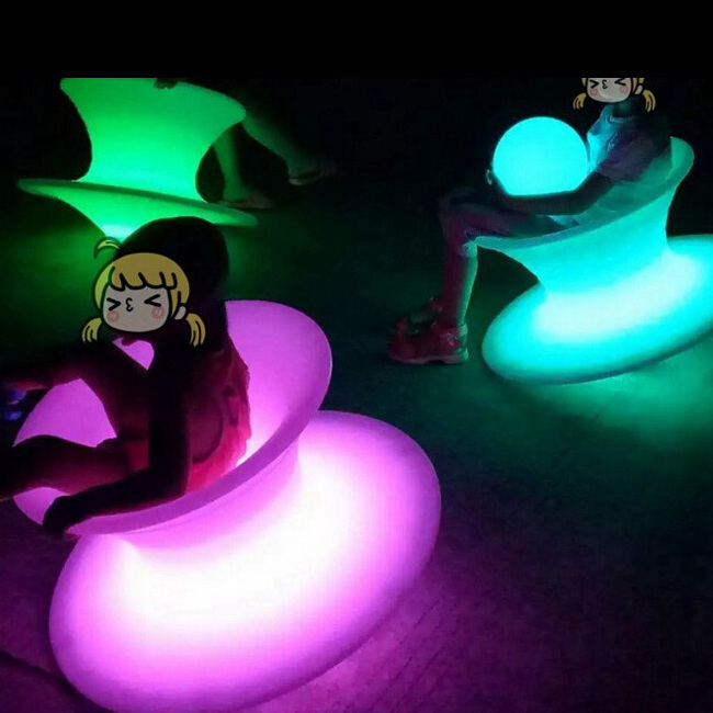 Modern Outdoor Led Furniture Playground Plastic Spinning Chair Magic 360-Degree Rotating Glowing Spun Chair For Amusement Park