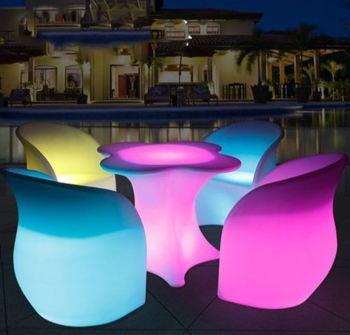 16 Rgb Changing Color Lighting Single Sofa And Flower Shaped Coffee Bar Table Romantic Luminous Led Garden Lounge Club Furniture