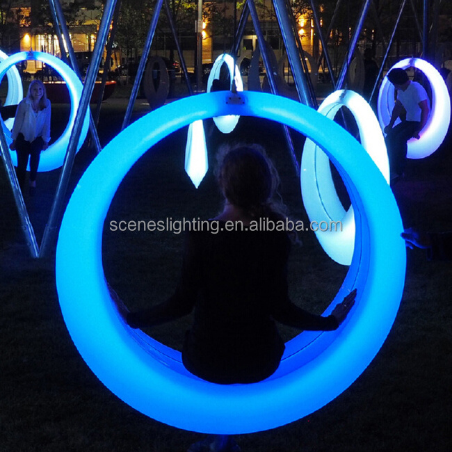 new 16colors changing outdoor garden led net light up round swing chair