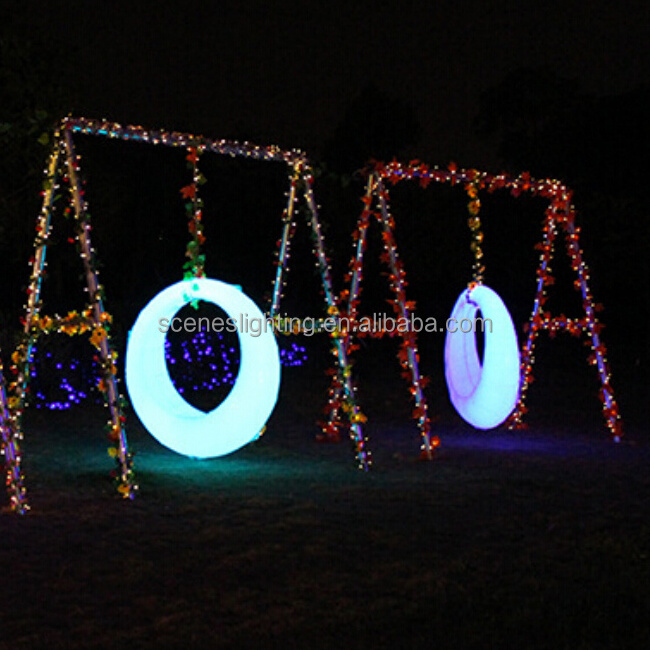 new 16colors changing outdoor garden led net light up round swing chair