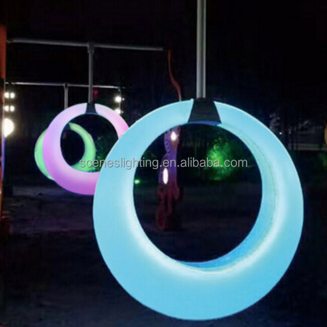 new 16colors changing outdoor garden led net light up round swing chair