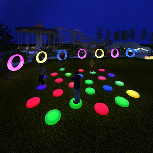 Children's Amusement Park Glowing Interactive Led Floor Tiles Game Luxury Party Light Up Sensitive Led Round Dance Floor Tiles