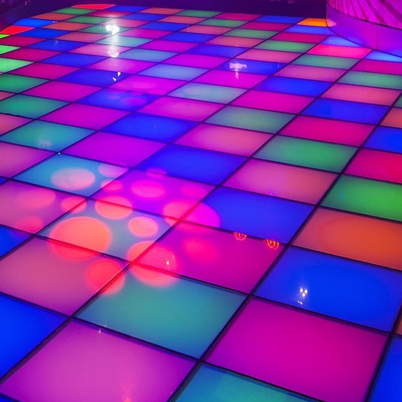 Rechargeable Light-Up Floor Panels Pressure Sensitive Colorful Interactive Illuminated Disco Square LED RGB Dance Floor Tiles