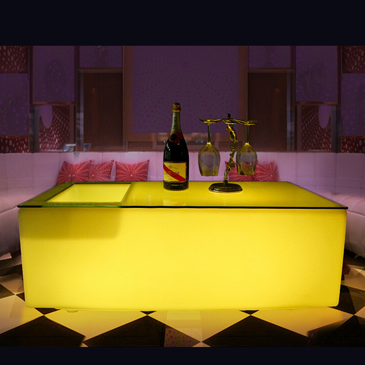 Night club plastic led coffee bar table with ice bucket