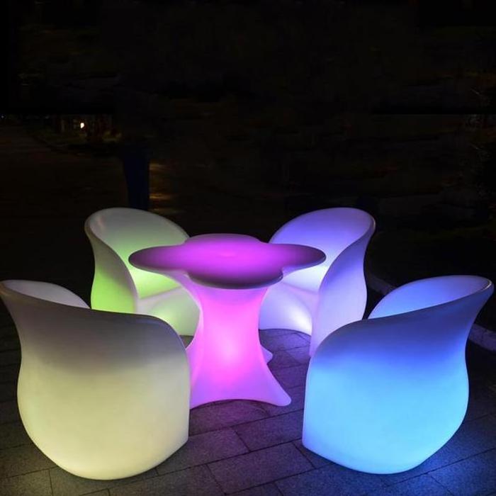 16 Rgb Changing Color Lighting Single Sofa And Flower Shaped Coffee Bar Table Romantic Luminous Led Garden Lounge Club Furniture