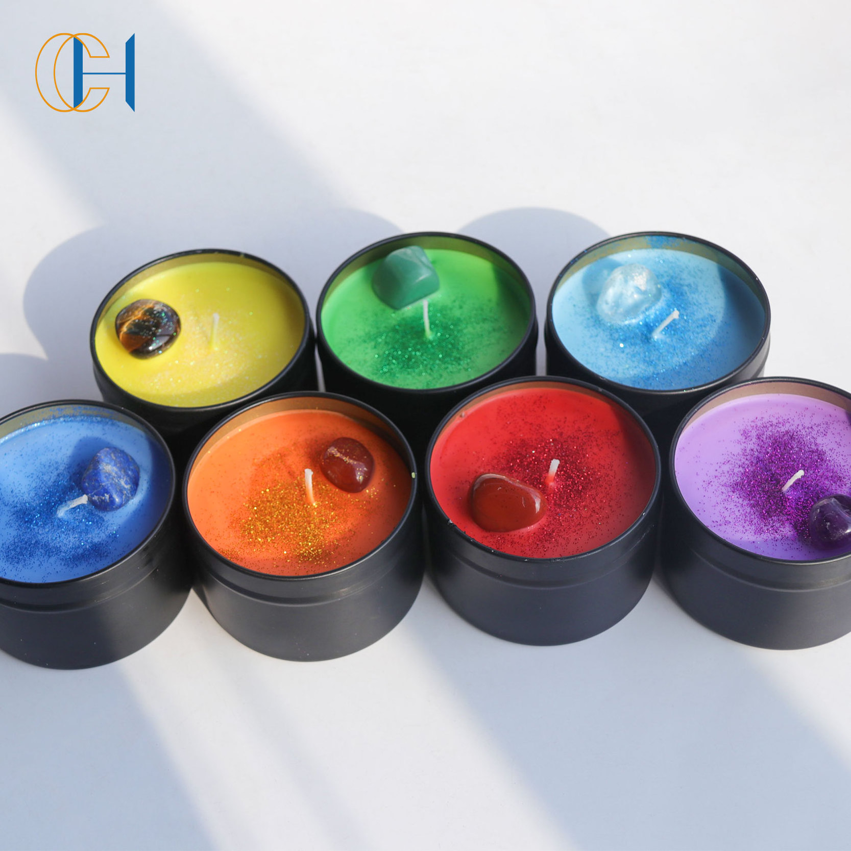 Wholesale Gift 7 Days Tealight Candle Aromatherapy Healing Manifestation Spiritual Crystal  Chakra Candle