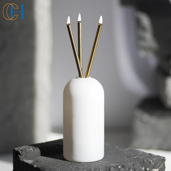 C&H Simple Style Pristine Oil Candle Clean Burning Smoke-free Luxury Decor Steel Oil Candle Set Everlasting Candle